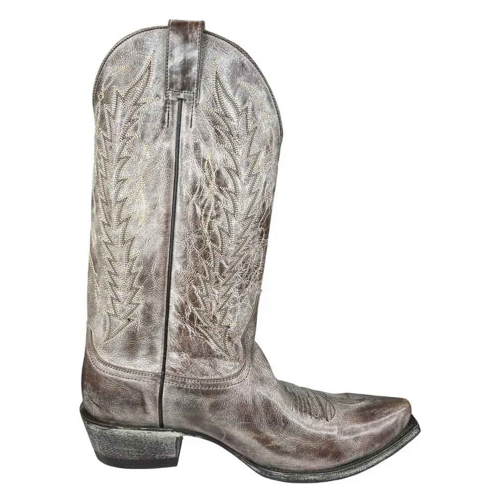 Tri Star Men’s Apache Brown White Distressed Cowboy Boots Size US 9 EE